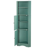 English Elm Tall Bathroom Corner Cabinet, Freestanding Storage Cabinet With Doors and Adjustable Shelves, Mdf Board, Green