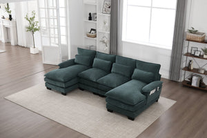 English Elm United We Win U Shaped Cloud Couch - 110" Modular Sectional Sofa With Memory Foam & Storage Pockets W1568S00216-GIGA