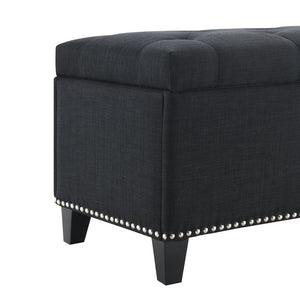 English Elm 47.5" Linen Button-tufted Storage Bench Nail-head Trim Entryway Living Room Seat W2671P450824