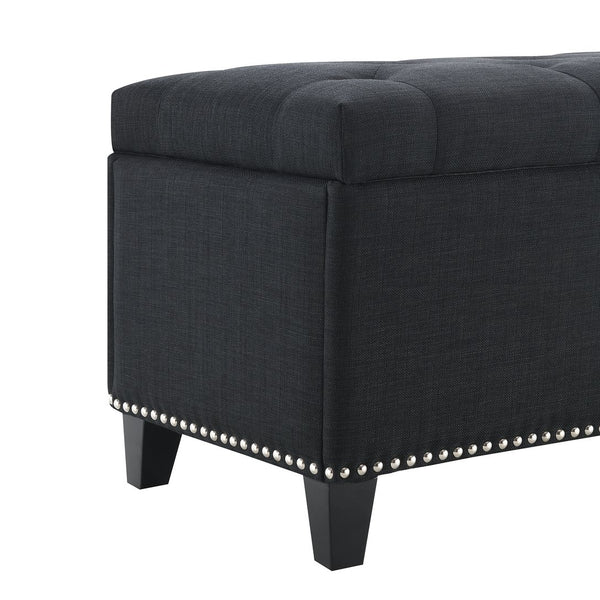 English Elm 47.5" Linen Button-tufted Storage Bench Nail-head Trim Entryway Living Room Seat W2671P450824
