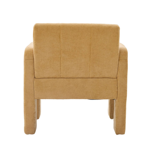 English Elm Modern Ergonomic Armchair with Generous Curved Armrests, Chenille Upholstery, 500lb Capacity, Cozy Lounge Seat Mustard yellow W395P380518