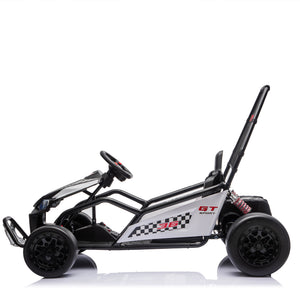 English Elm 24v Dual Motor Kids Go Kart with Drift Mode Roll Cage and Rear Suspension Ages 6 to 12 W1578P454061