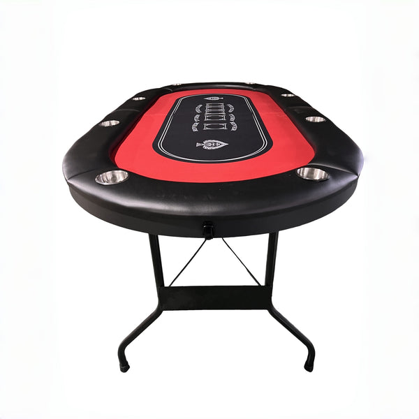 English Elm Ino Design Foldable Oval Poker Table Eight Player Felt Surface with Padded Rails Red W2748P433944