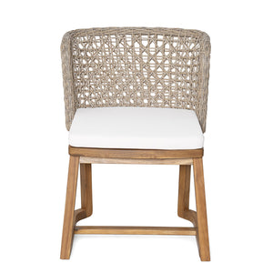 English Elm 7-piece Outdoor Acacia Wood Dining Set with Wicker Chairs Teak Finish Seats Six N773OD00136B