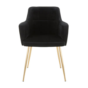 English Elm Dining/accent Chair Set of 2 Black Velvet Upholstered Gold Tapered Legs Glam Style B202P471283
