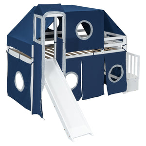English Elm Twin Castle Loft Bed with Play Tower Pinewood Frame for Kids Bedroom Storybook LT000568AAC-1