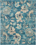 TRA02 Tranquil Vintage Indoor Area Rug – Elegant Floral Design in Soothing Turquoise & Pink Hues