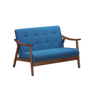 English Elm Christopher Knight Home® - LYDIA Mid-Century Modern 2-Seater Sofa with Button Tufting and Bentwood Arms, Retro Chic Upholstery Navy Blue 63832.00NBLU