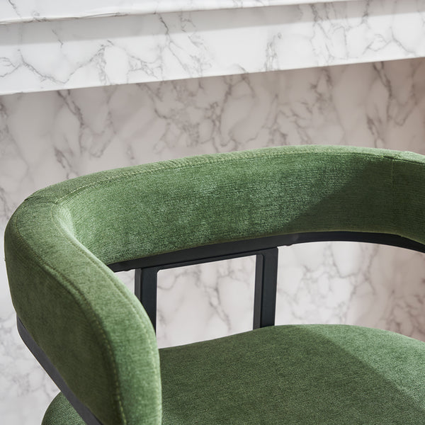 English Elm Modern Chenille Counter Stools Set of 2 — Upholstered Ergonomic Bar Chairs with Metal Frame & Armrests for Kitchen Island Green W1901P264277