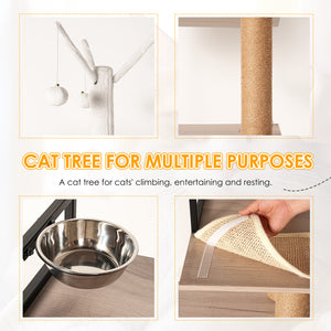 English Elm Cat Condo Tower with Hidden Litter Enclosure Sisal Posts and Feeding Station W1687P304380