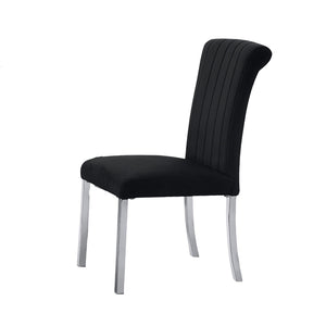 English Elm 2p Channel Tufted Side Chair with Sleek Contemporary Profile, Minimalist Upholstered Seat for Dining Black,Silver 26 L x 19 W x 17 H B2741P404868