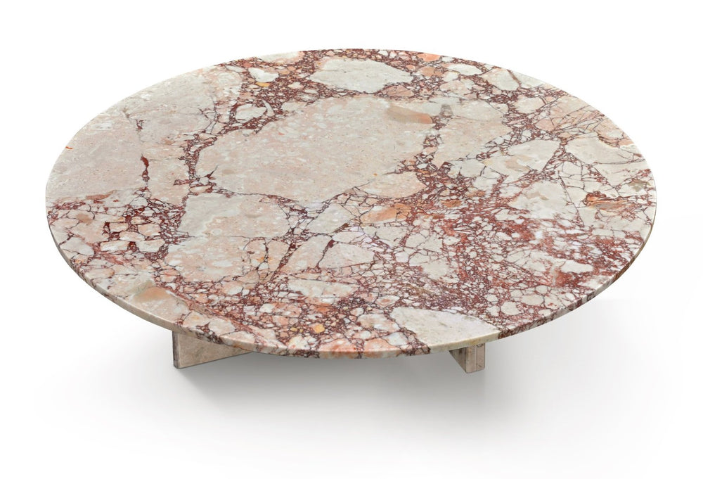 English Elm Pink Natural Marble Coffee Table - Luxurious 35.4" Accent Table With Unique Veining & Metal Base W1696P314932-GIGA