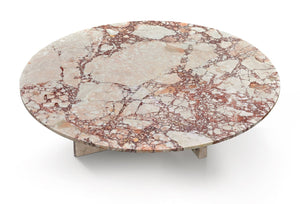 English Elm Pink Natural Marble Coffee Table - Luxurious 35.4" Accent Table With Unique Veining & Metal Base W1696P314932-GIGA