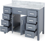 Christopher Knight Home® - Noble House - - 49'' Bathroom Vanity With Marble Top & Ceramic Sink, Two Doors, 8 Drawers, Gray