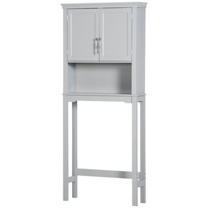English Elm Home Over Toilet Cabinet with Shaker Doors Open Shelf Grey Bathroom Organizer T3971P466611
