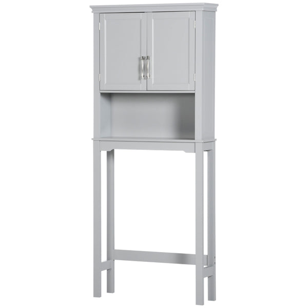 English Elm Home Over Toilet Cabinet with Shaker Doors Open Shelf Grey Bathroom Organizer T3971P466611
