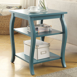 English Elm Square Modern Reversible End Table with Two Open Shelves for Flexible Storage and Stylish Living Room Teal B016P310260