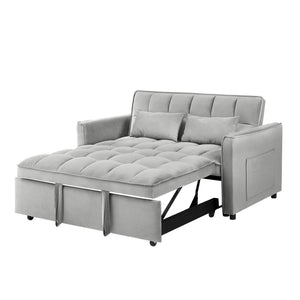 English Elm 55.1-inch Convertible Velvet Futon Sofa Bed with Storage and Adjustable Iron Frame W2564P445798