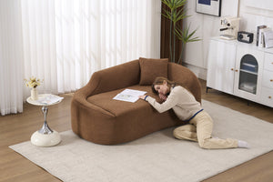 English Elm Ly-048 Sculpted Chenille Chaise Lounge Convertible Sleeper Sofa for Modern Living Spaces Caramel W2231P401723