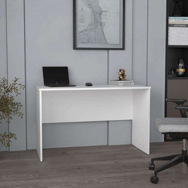 English Elm Malibu Modern 47.2" Study Desk for Home Office — Spacious, Sturdy Particle Board Workspace with Easy Assembly White 22.8 L x 66 W x 9 H B070P254770