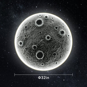 English Elm 32-Inch Resin Moon Wall Light with Remote Dimmer, 30W Main +10W Night Halo, Realistic Crater Texture W2869P361865