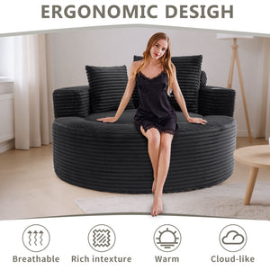 English Elm Round Cloud Sectional Sofa Bed with Memory Foam Cushions for Studio Living Spaces Black W3224P444284