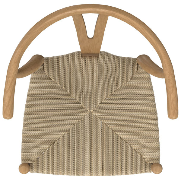 English Elm Hershey Dining Chair Set of 2 — Matte Beech Wood Wishbone-Inspired Seats with Handwoven Rope Comfort Brown B136P266927