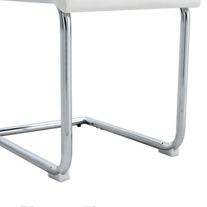 English Elm Set of 4 PU Dining Chairs White — High-Back Waterproof Upholstery, Sturdy Legs, Easy Assembly, Modern Design W1151P203801