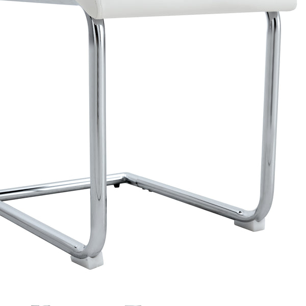 English Elm Set of 4 PU Dining Chairs White — High-Back Waterproof Upholstery, Sturdy Legs, Easy Assembly, Modern Design W1151P203801