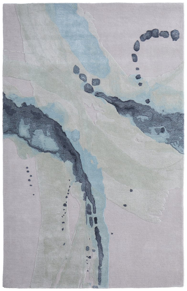 Feizy Rugs Kawai Hand-tufted Wool & Viscose Abstract Rug - Luxurious Modern Style With Vibrant Color Palette Green,Blue,Ivory Wool,Viscose Kaw8986fgrnblue10