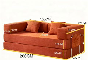 English Elm Sofa Convertible Corduroy Sleeper Couch with High Density Foam and Two Accent Pillows W3955P412295