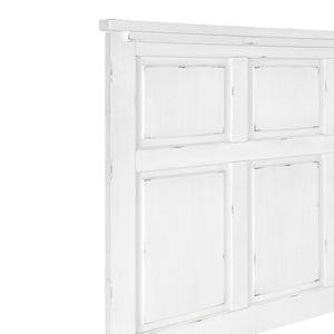 English Elm Antique White Panel King Bed Farmhouse Cottage Wood Frame with Picture Molding B011S01518