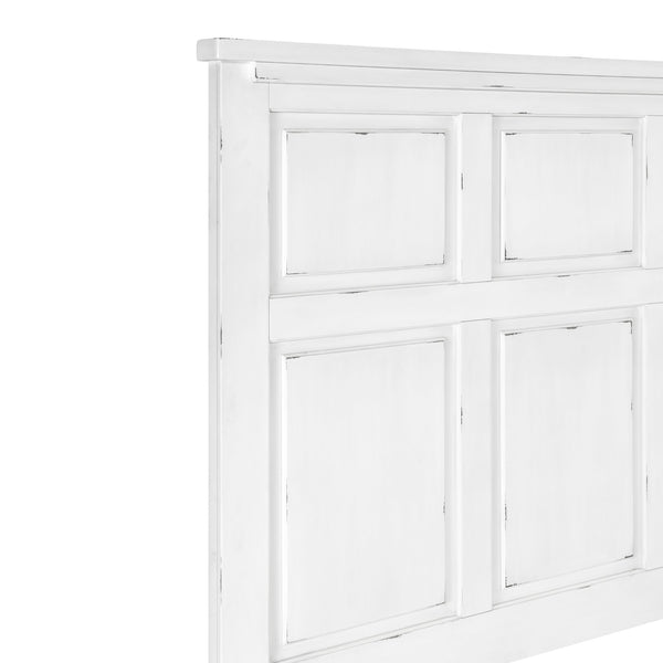 English Elm Antique White Panel King Bed Farmhouse Cottage Wood Frame with Picture Molding B011S01518