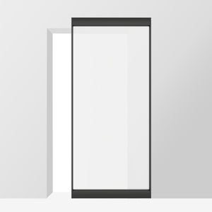 English Elm 30 in Matte Black Steel Sliding Barn Door Frosted Glass Privacy Panel with Hardware B2763P483220