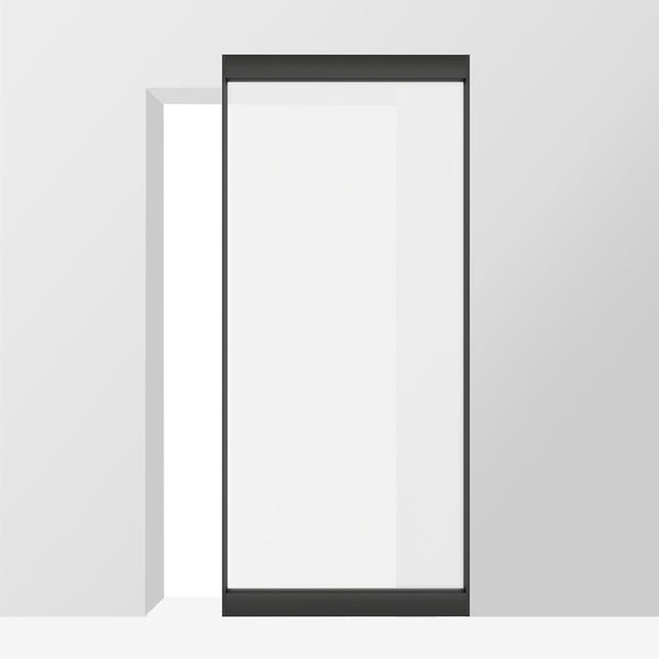 English Elm 30 in Matte Black Steel Sliding Barn Door Frosted Glass Privacy Panel with Hardware B2763P483220