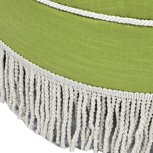 English Elm Yolanda Round Tufted Ottoman with Tassel Fringe Woven Fabric Bohemian Accent Seat B2719P238159