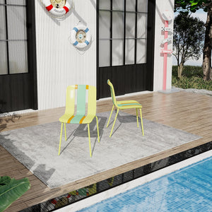 English Elm Holiday Stackable Polypropylene Side Chair Set of Four for Indoor Outdoor Dining Grain Yellow,Haze Green,Tropical Orange W3450P447384