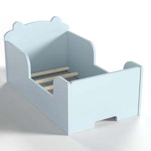 English Elm Toddler Bear Shaped Pine Floor Bed Low Profile Frame Safe Rounded Edges Kids Room Blue W1580P373253