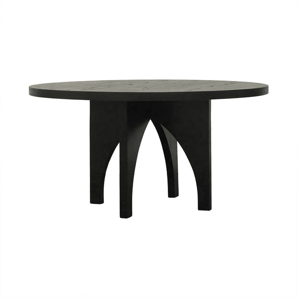 JLA Home Chapel Hill - Dining Round Table – Black Wire-Brushed Veneer, Solid Wood, Seats 4, Minimalist Modern Design Durable Finish CH121-1000