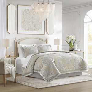 JLA Home Croscill Classics - 4 Neoclassical Comforter Set with Oversized Floral Medallions, Metallic Sheen, Chenille Texture & Easy Care CCL10-0008