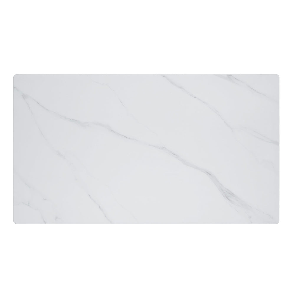 English Elm Modern Brixley 5pc Dining Set with Sintered Stone Marble Top, Gray Upholstered Chairs & Black Legs B011S01367