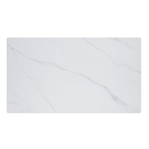 English Elm Modern Contemporary Dining Table Brixley 63"x35.5" Sintered Stone Marble-Look Top Black Metal Legs Durable Stylish B011S01366