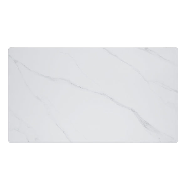 English Elm Modern Contemporary Dining Table Brixley 63"x35.5" Sintered Stone Marble-Look Top Black Metal Legs Durable Stylish B011S01366