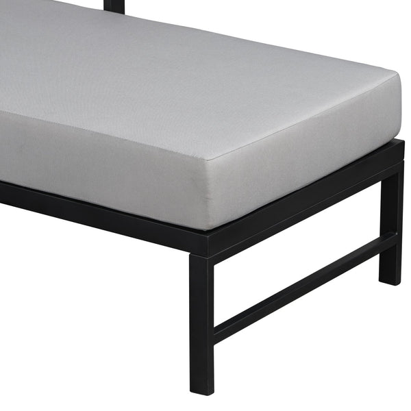 English Elm U_style Outdoor L-shaped Sectional Iron Frame Patio Sofa with Thick Foam Cushions Gray WY000480AAE