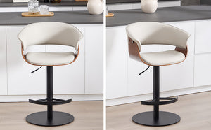 English Elm Faux Leather Swivel Barstool Hardwood Frame Contoured Back for Kitchen or Home Bar Grey W2195P414780