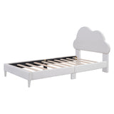 English Elm Twin Size Upholstered Cloud-Shape Bed ,Velvet Platform Bed With Headboard,No Box-Spring Needed,Beige