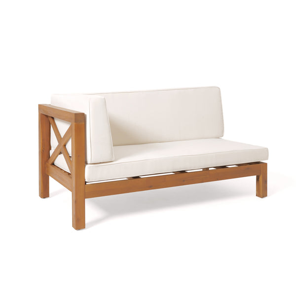 English Elm Brava Acacia Hardwood Outdoor Sectional Set with Cross-back Design and Weather-resistant Frame 57967-8BEI-64489BGE-64496.00