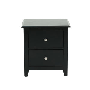 English Elm Nightstand Solid Pine Wood with 2 Drawers in Classic Black — Compact, Durable Storage for Bedroom SR014251