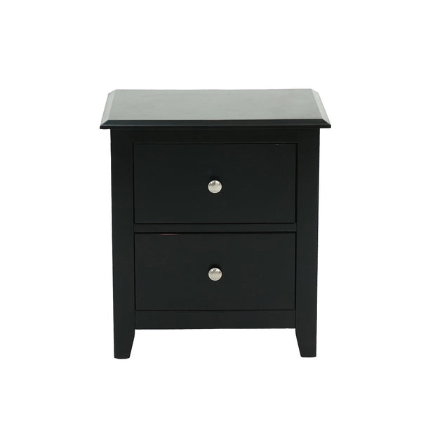 English Elm Nightstand Solid Pine Wood with 2 Drawers in Classic Black — Compact, Durable Storage for Bedroom SR014251
