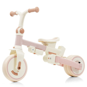 English Elm 7 in 1 Convertible Toddler Trike Aluminum Foldable Push Bike with Canopy for Ages 1 to 6 Pink N726P248345G